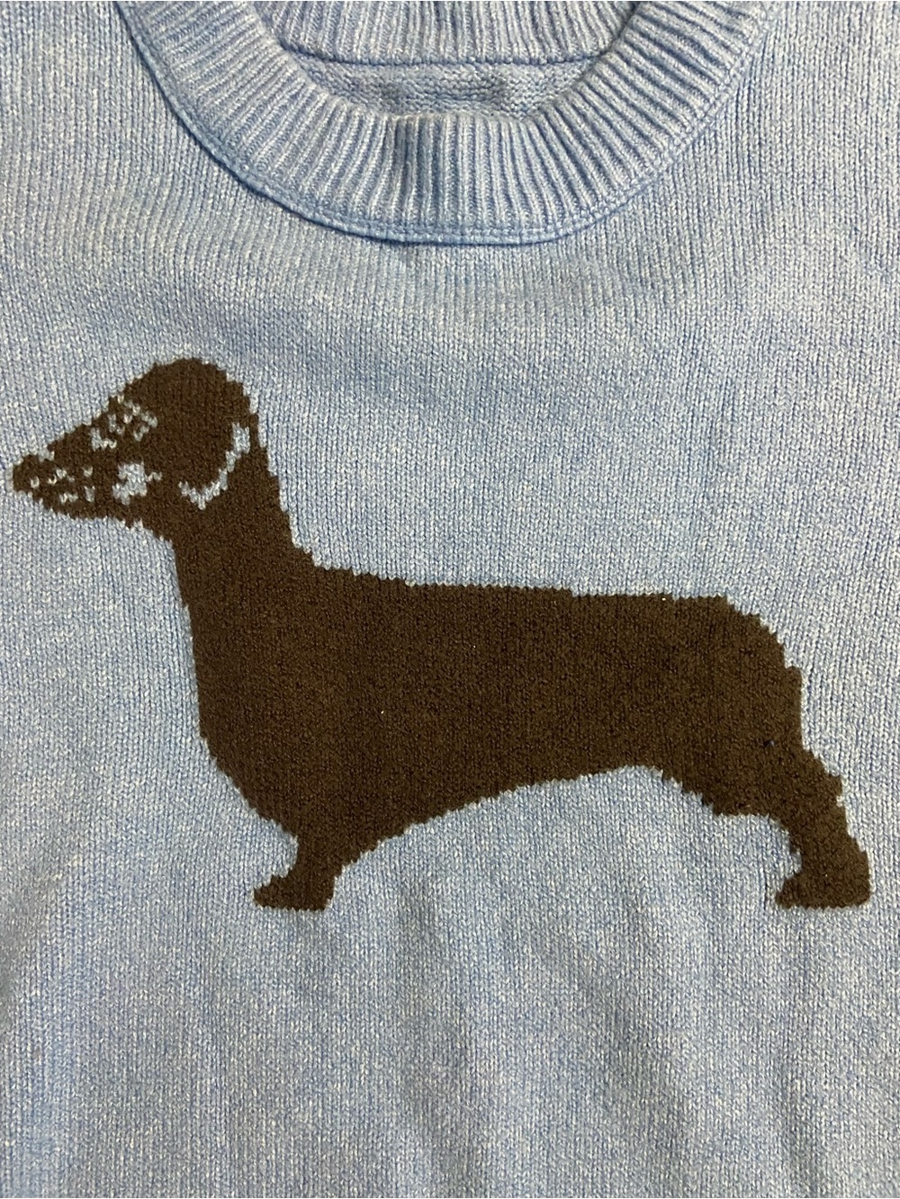 Aerie Softest Luxe Crew Sweater Blue Dachshund Dog Graphic S pullover oversized - Picture 4 of 9